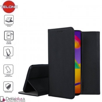 Telone smart magnet serijos atverčiamas dėklas - juodas (Samsung M31S)